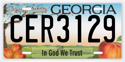 GA license plate CER3129