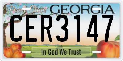 GA license plate CER3147