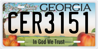GA license plate CER3151