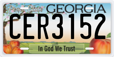 GA license plate CER3152