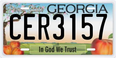 GA license plate CER3157