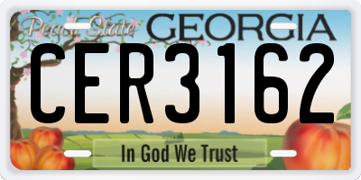 GA license plate CER3162