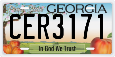 GA license plate CER3171