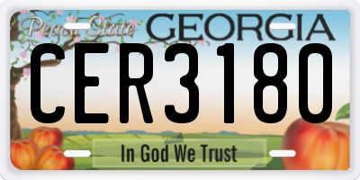GA license plate CER3180