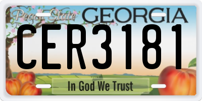 GA license plate CER3181