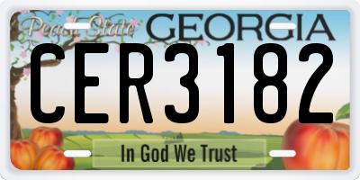 GA license plate CER3182
