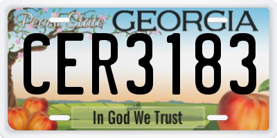GA license plate CER3183