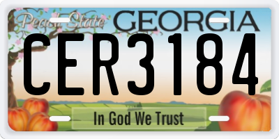 GA license plate CER3184