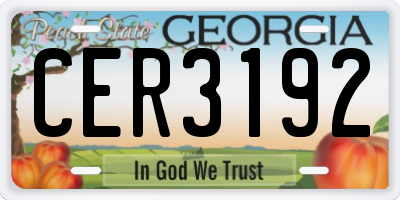 GA license plate CER3192