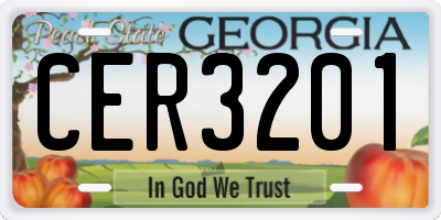 GA license plate CER3201