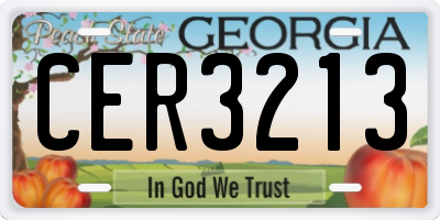 GA license plate CER3213
