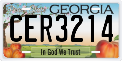 GA license plate CER3214