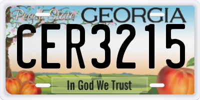 GA license plate CER3215