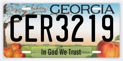 GA license plate CER3219