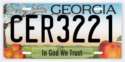 GA license plate CER3221