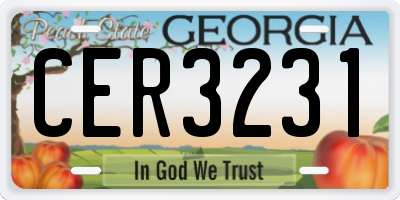 GA license plate CER3231