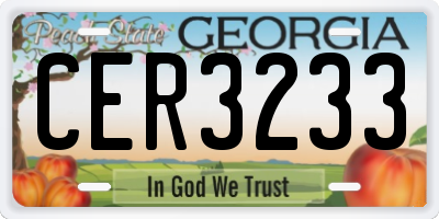 GA license plate CER3233