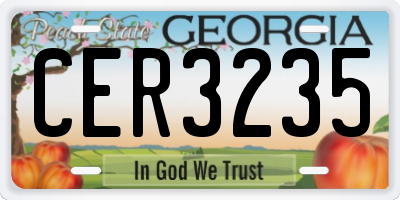 GA license plate CER3235