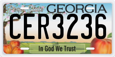 GA license plate CER3236