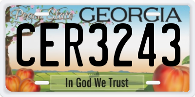 GA license plate CER3243