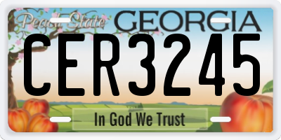GA license plate CER3245