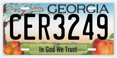 GA license plate CER3249