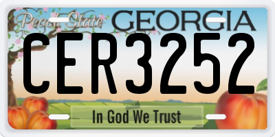 GA license plate CER3252