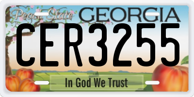 GA license plate CER3255