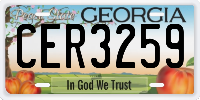 GA license plate CER3259