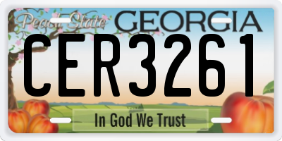 GA license plate CER3261