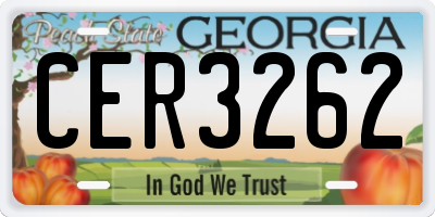 GA license plate CER3262