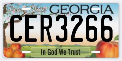 GA license plate CER3266