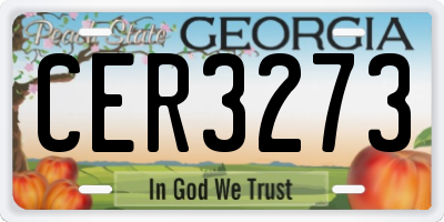 GA license plate CER3273