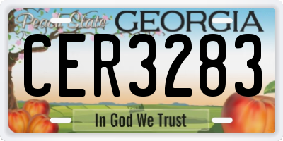 GA license plate CER3283