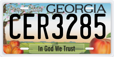 GA license plate CER3285