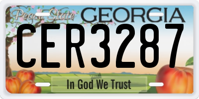 GA license plate CER3287