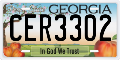GA license plate CER3302