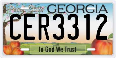 GA license plate CER3312