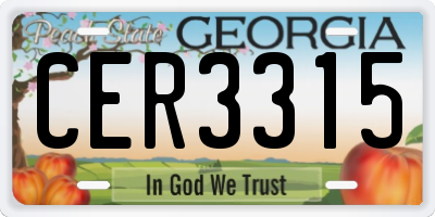 GA license plate CER3315
