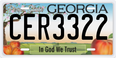 GA license plate CER3322