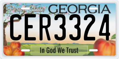 GA license plate CER3324