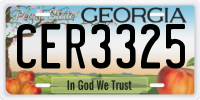 GA license plate CER3325