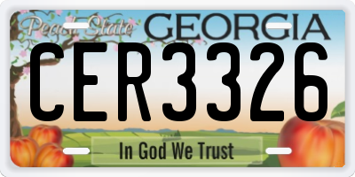 GA license plate CER3326