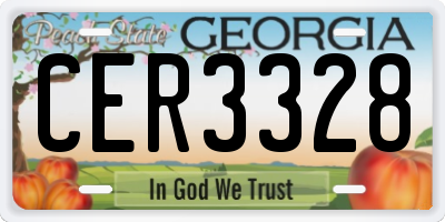 GA license plate CER3328