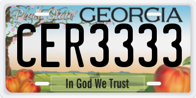 GA license plate CER3333