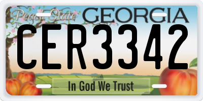 GA license plate CER3342