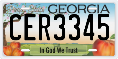 GA license plate CER3345