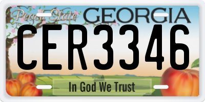 GA license plate CER3346