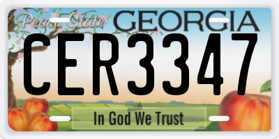 GA license plate CER3347