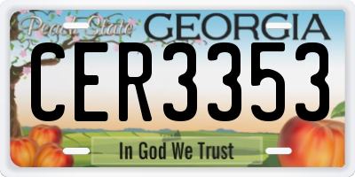 GA license plate CER3353